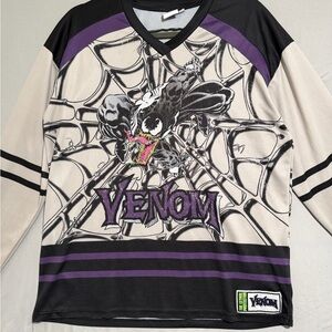 MARVEL 'venom' ls purple and grey jersey shirt , front & back, men's small #1535